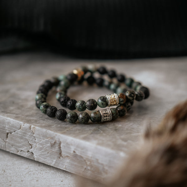 African Turquoise & Lava Fuji | Sterling Silver - Lia Lubiana