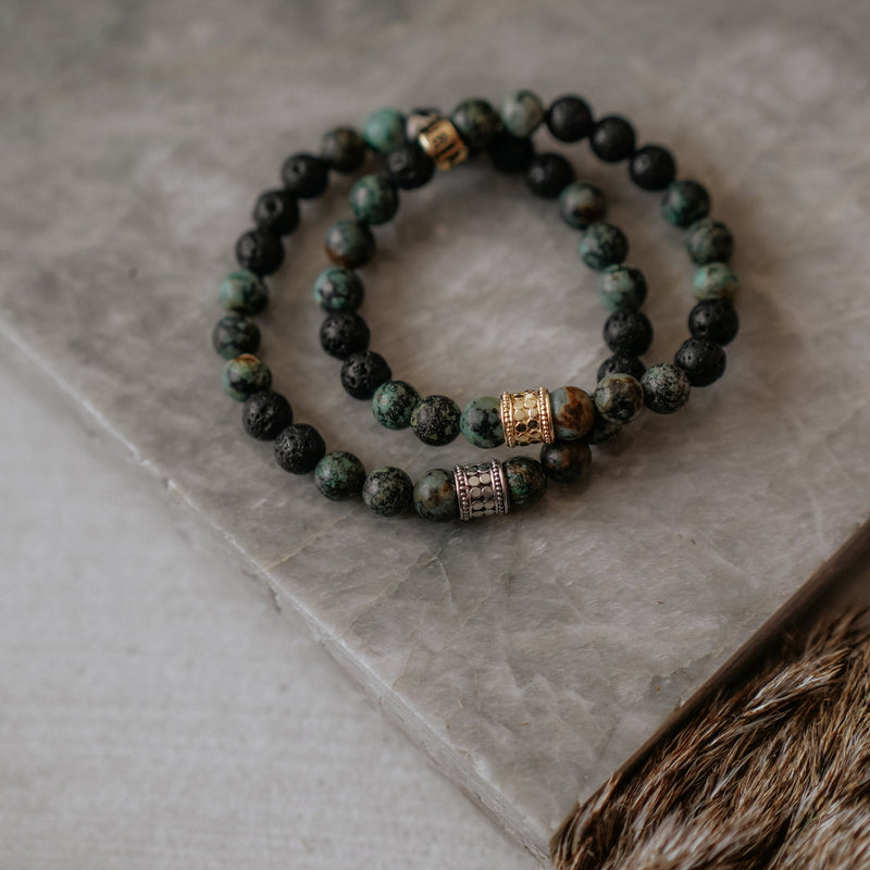 African Turquoise & Lava Fuji | Sterling Silver - Lia Lubiana